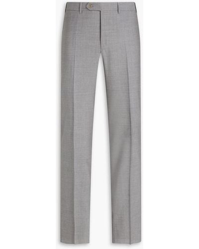 Canali Mélange Wool Trousers - Grey