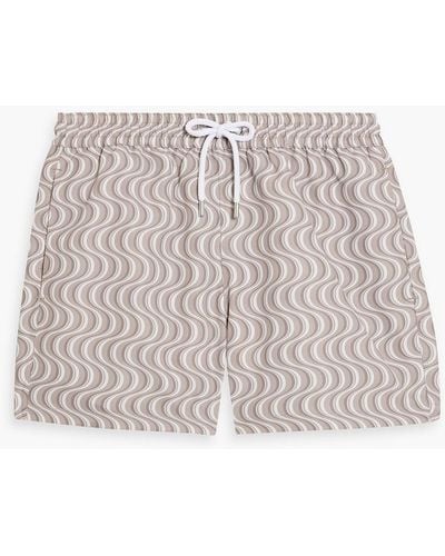 Frescobol Carioca Short-length Printed Swim Shorts - White