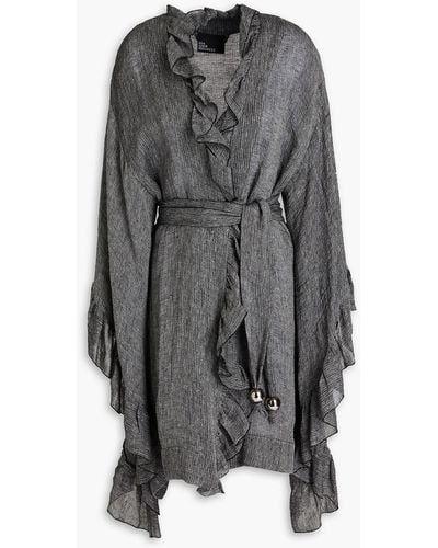 Lisa Marie Fernandez Anita Ruffled Linen-blend Robe - Grey
