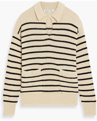 Alex Mill Alice Striped Bouclé-knit Cotton-blend Polo Sweater - Natural