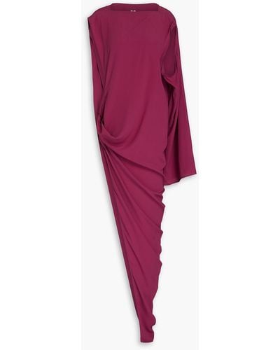 Rick Owens One-sleeve Asymmetric Crepe De Chine Cupro Maxi Dress - Purple