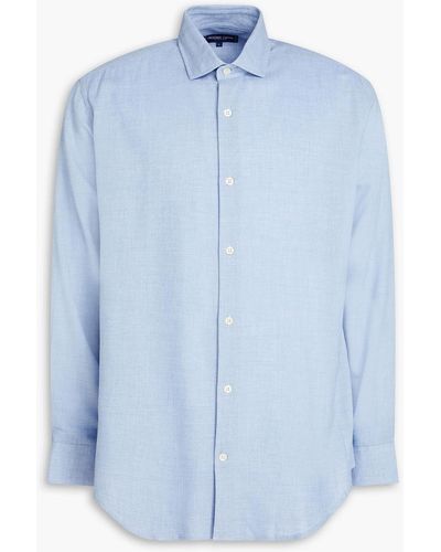 Frescobol Carioca Antonio Modal And Wool-blend Shirt - Blue