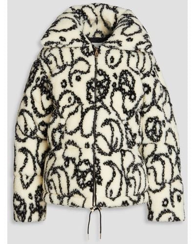 Sandro Quilted Printed Faux Shearling Down Jacket - White