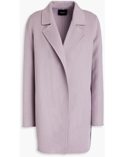 Theory Brushed Wool And Cashmere-blend Felt Coat - Purple