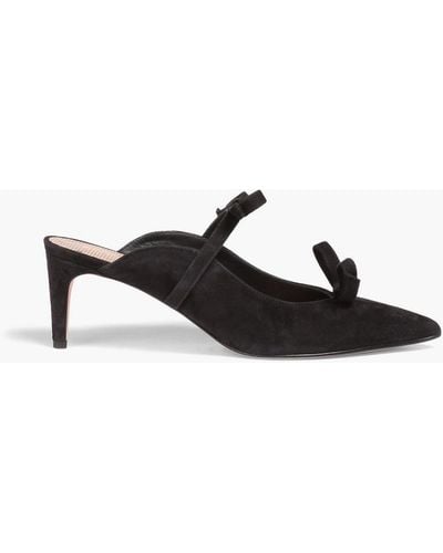 Red(V) Bow-detailed Suede Mules - Black