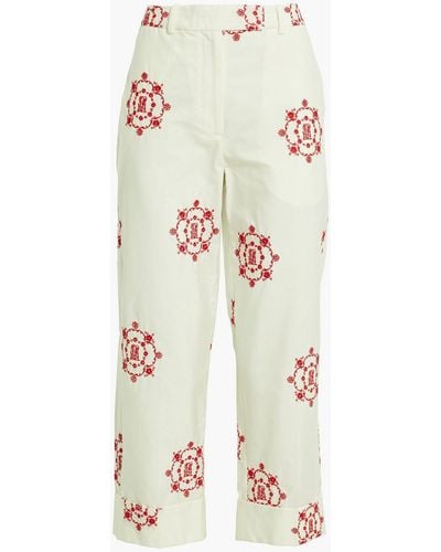 Simone Rocha Cropped Broderie Anglaise Cotton Straight-leg Pants - White
