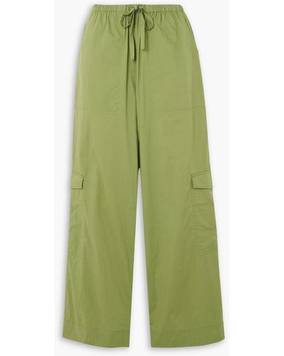 Faithfull The Brand Mico Organic Cotton-poplin Wide-leg Trousers - Green