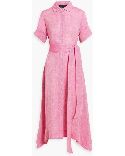 Lisa Marie Fernandez Linen-blend Gauze Midi Shirt Dress - Pink