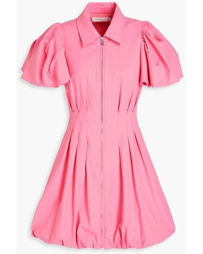 Jonathan Simkhai Callista Pleated Poplin Mini Dress - Pink