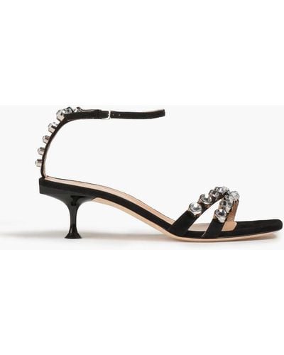 Sergio Rossi Crystal-embellished Suede Sandals - Black