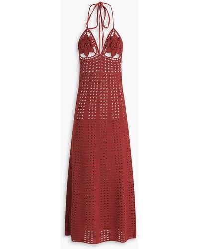Cult Gaia Mercedes Crocheted Cotton Halterneck Midi Dress - Red