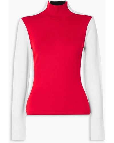 Erin Snow Color-block Merino Wool Turtleneck Jumper - Red