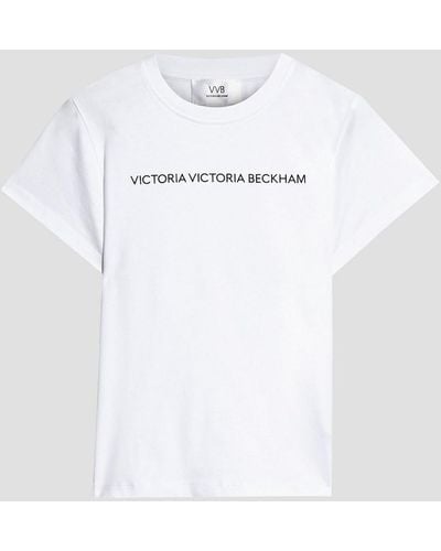 Victoria Beckham Printed Organic Cotton-jersey T-shirt - White