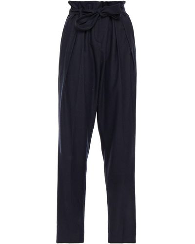 Ba&sh Lara Belted Twill Tapered Trousers - Blue