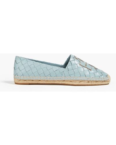 Tory Burch Ines Embellished Woven Leather Espadrilles - Blue