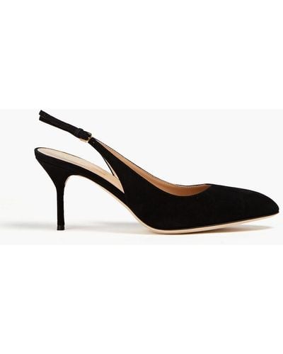 Sergio Rossi Chichi Suede Slingback Court Shoes - Black