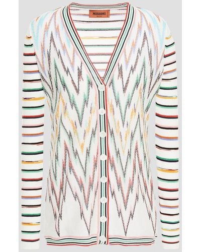 Missoni Paneled Ribbed And Crochet-knit Cotton-blend Cardigan - White