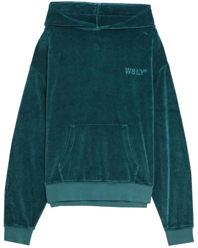WSLY Eco Plush Embroidered Cotton-blend Velour Hoodie - Green