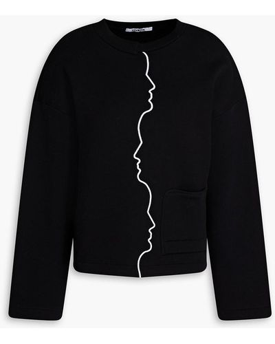 Vivetta Embroidered French Cotton-blend Terry Sweatshirt - Black