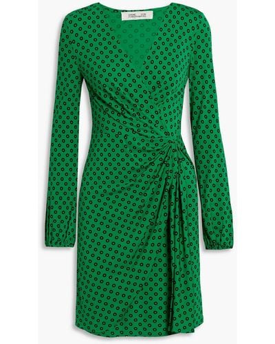 Diane von Furstenberg Toronto Wrap-effect Printed Jersey Mini Dress - Green