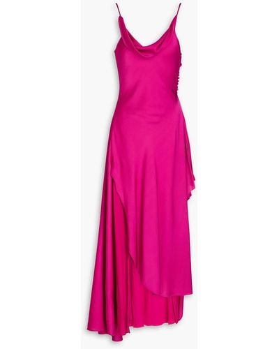 Nicholas Elsie Draped Chiffon And Stretch-silk Satin Maxi Dress - Pink
