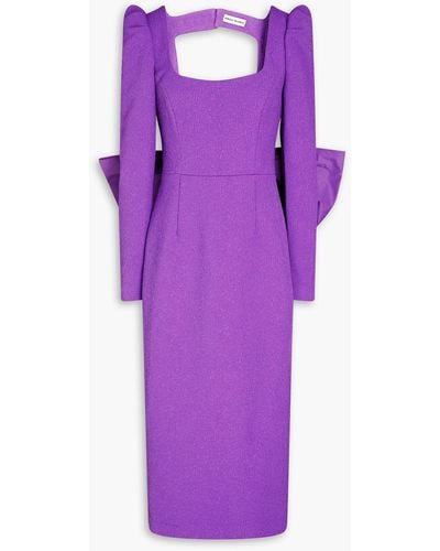 Rebecca Vallance Rumi Bow-embellished Cutout Cloqué Midi Dress - Purple