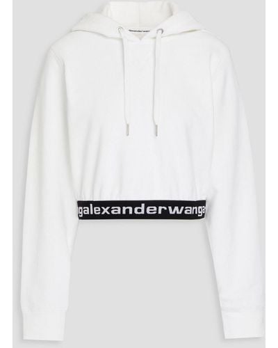 T By Alexander Wang Cropped Stretch Cotton-blend Corduroy Hoodie - White