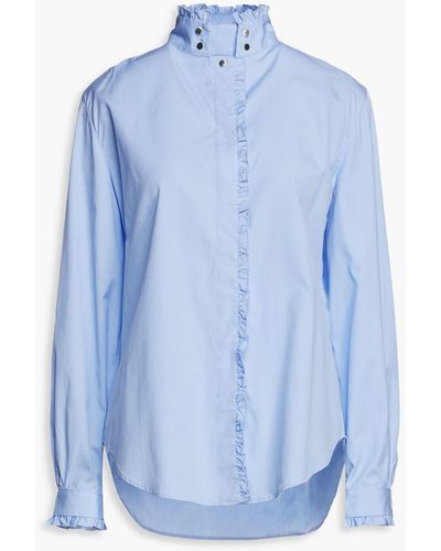 Officine Generale Melody Ruffle-trimmed Cotton-poplin Shirt - Blue