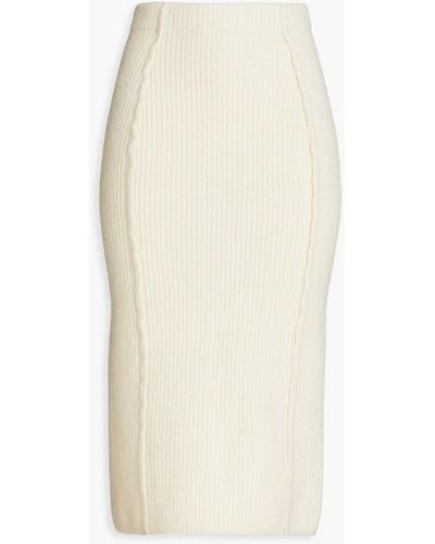 REMAIN Birger Christensen Ribbed-knit Midi Pencil Skirt - White