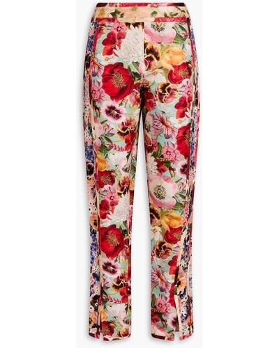 Zimmermann Floral-print Linen And Silk-blend Straight-leg Pants - Red
