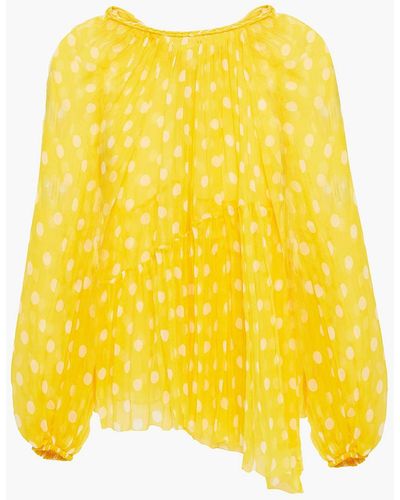 Zimmermann Geraffte bluse aus seiden-georgette mit polka-dots - Gelb