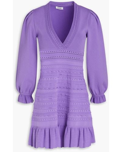 Sandro Pointelle-trimmed Knitted Mini Dress - Purple