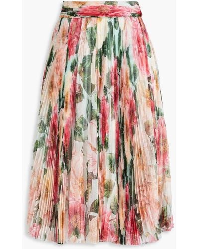 Dolce & Gabbana Floral-print Silk-tulle Midi Skirt - Red