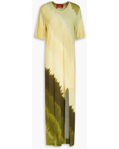 F.R.S For Restless Sleepers Muse Tie-dyed Jersey Maxi Dress - Metallic