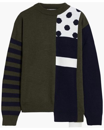 Monse Asymmetric Patchwork-effect Merino Wool Sweater - Multicolor