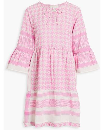 Summery Copenhagen Iben Ruffled Printed Cotton-jacquard Mini Dress - Pink
