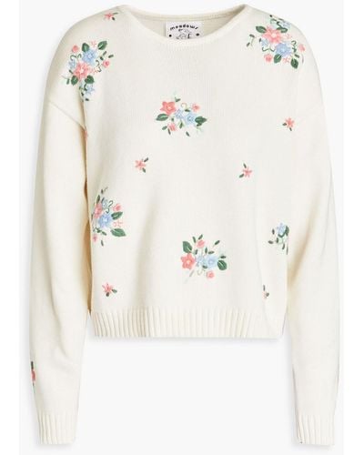 Meadows Embroidered Organic Cotton-blend Jumper - Natural