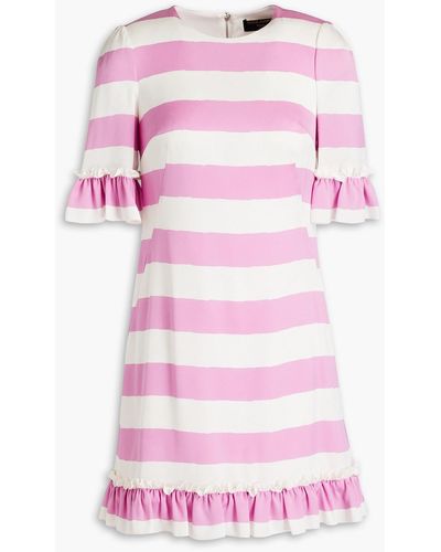 Dolce & Gabbana Ruffled Striped Silk-blend Mini Dress - Pink