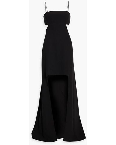 Halston Asher Asymmetric Cutout Stretch-crepe Gown - Black