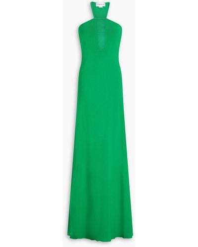 Victoria Beckham Cutout Stretch-knit Gown - Green
