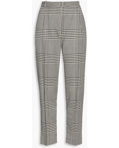 Nina Ricci Pleated Houndstooth Twill Tapered Trousers - Grey
