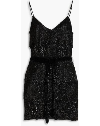 retroféte Claire Embellished Chiffon Mini Dress - Black