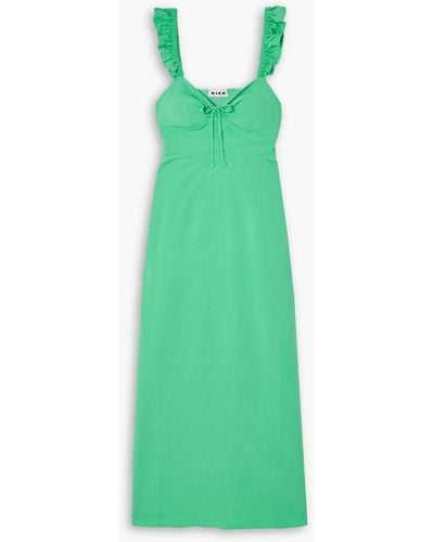 RIXO London Cecile Ruffled Woven Midi Dress - Green