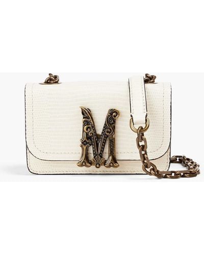 Moschino Lizard-effect Leather Shoulder Bag - Natural
