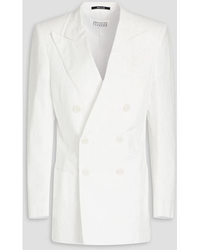 Maison Margiela Doppelreihiger blazer aus baumwoll-twill - Weiß