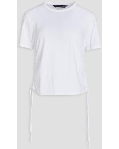 Veronica Beard Tazi Ruched Pima Cotton-jersey T-shirt - White