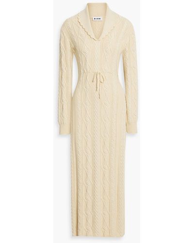 RIXO London Lexie Cable-knit Cotton-blend Midi Dress - Natural