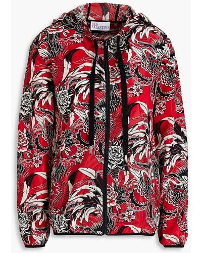 RED Valentino Printed Shell Hoded Jacket - Red