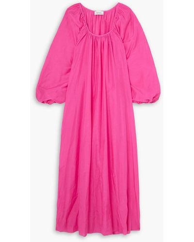 Matteau The Decolette Organic Cotton And Silk-blend Maxi Dress - Pink