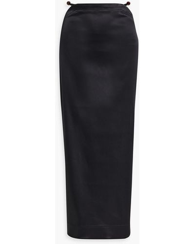 Ganni Bead-embellished Satin Maxi Skirt - Black